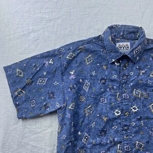 Vintage Red Eye by Marc Daniels Shirt Mens Size M Geometric Aztec Made USA 90s